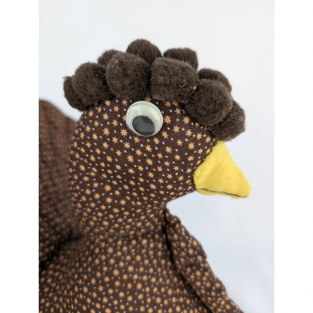 Vtg Handmade Quilted Judgy Chicken Bird Hen Turkey Weighted Doorstop Cottagecore